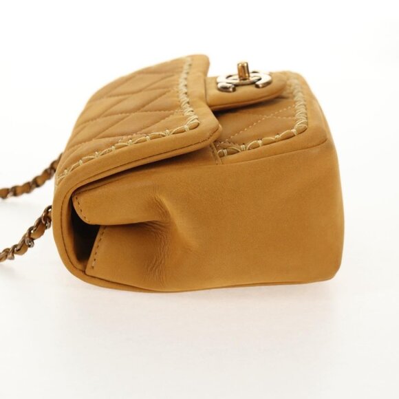 CHANEL Chain Shoulder Bag Suede Yellow Gold CC Auth 145362A - Picture 4 of 16